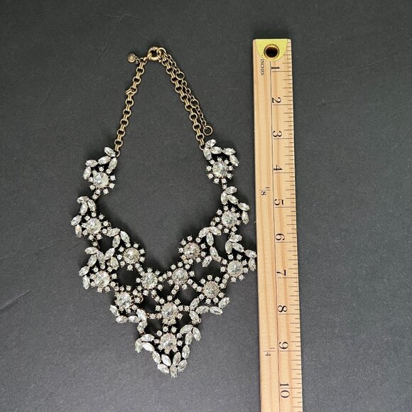 J Crew Czech Glass Crystal Floral Bib Statement Necklace Gold Plated Wedding WOW - Picture 4 of 16